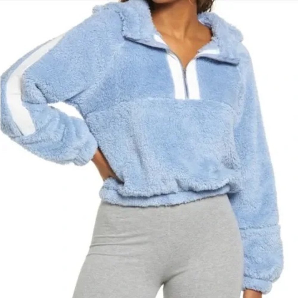 23NWT BP Teddy Fleece Hoodie In Blue Forever Pullover Cozy Soft Size Large L NEW